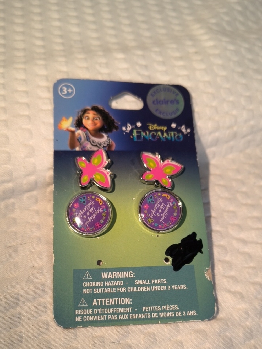 Claire's Disney Encanto  Pink & Purple Butterfly Drop Earrings Set